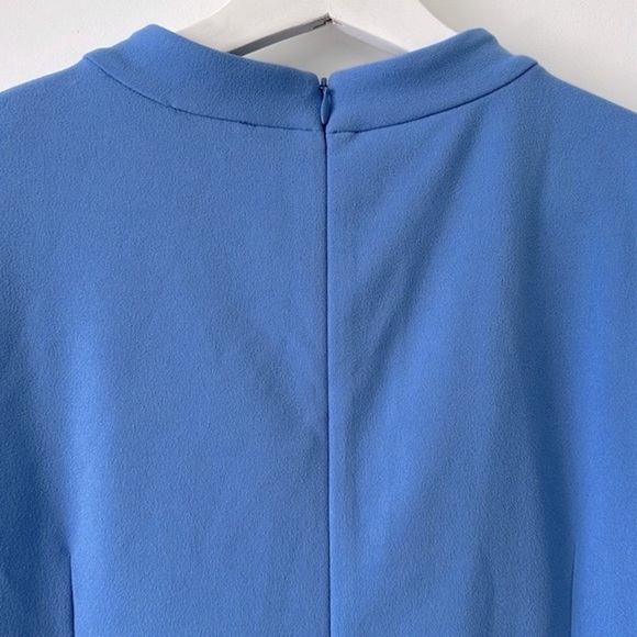 Womens Size 14 Vince Camuto Blue Tie Neck Short Sleeve Sheath Dress - Picture 9 of 11